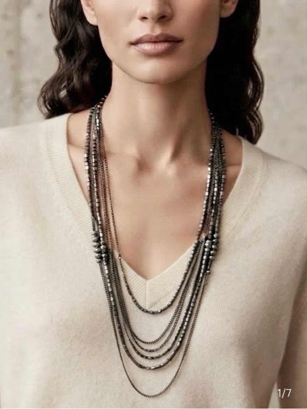 BOHEMIAN brown layered beaded necklace